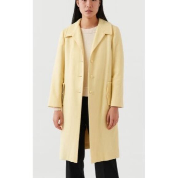 Womens Size Large Yellow Winter Classic  Outerwear Wool Blend Casual Long Coat - Picture 2 of 14